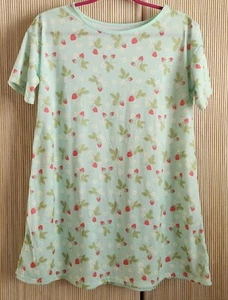 Cat & Jack Girls Nightgown XL 14 Sleep Shirt Strawberries Floral Free Shipping - Picture 1 of 5