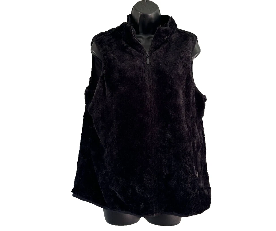 Chaleco de piel sintética Laura Ashley para mujer talla grande negro completo con cremallera forrada capas Foto 1 de 4