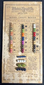 Walco Bead Co. de colección Tarjeta de cuentas redondas de madera número de muestra 26 Nueva York - Imagen 1 de 4