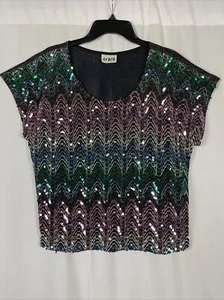 Camiseta Orare Mujer Vintage Años 90 Lentellera Pastel Arco Iris Cuadrada Mangas Cortas - Imagen 1 de 12