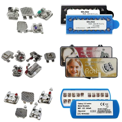 Dental Orthodontic Metal Brackets Mini Low Profile Braces MBT Roth 022 Hook 345 - Image 1 of 4