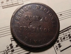 ARGENTINA 4 centavos 1854 KM25 Cu 1-year type Average but better than most RARE! - Picture 1 of 2