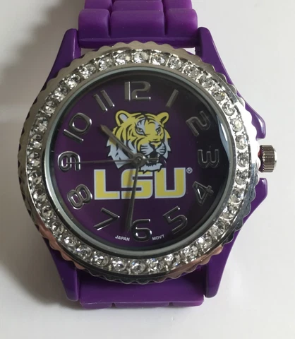 New LSU Tigers Ladies Crystals Watch, Rubber, Officially Licensed, NCAA Cover