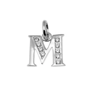 925 Sterling Silber Einhänger Ketten ANHÄNGER Buchstabe mit Zirkonia  M 5134 - Picture 1 of 1