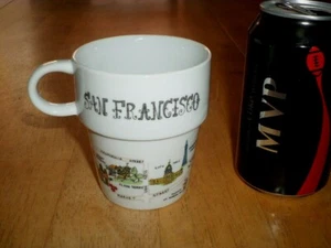 SIGHTSEEING AREAS OF SAN FRANCISCO - CALIFORNIA, Ceramic Coffee Cup / Mug, VINT. - Picture 1 of 12
