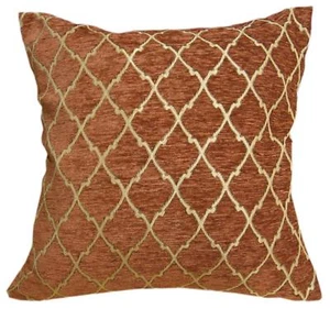 Wd25Ba Reddish Brown Damask Chenille Check Throw Cushion Cover/Pillow Case *Size - Picture 1 of 6