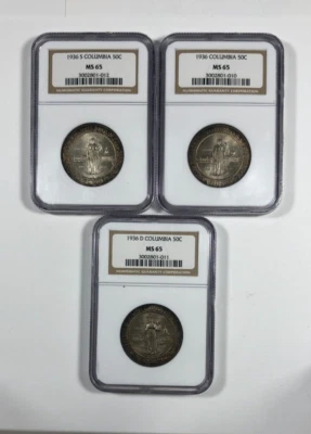 1936 PDS Columbia Commemorative .50.  NGC MS 65 Original Tone. - Image 1 of 4