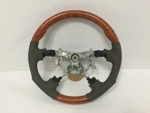 Wooden Steering Wheel Beige LEATHER SPORT Type For FJ120 LAND CRUISER PRADO - Imagen 1 de 5
