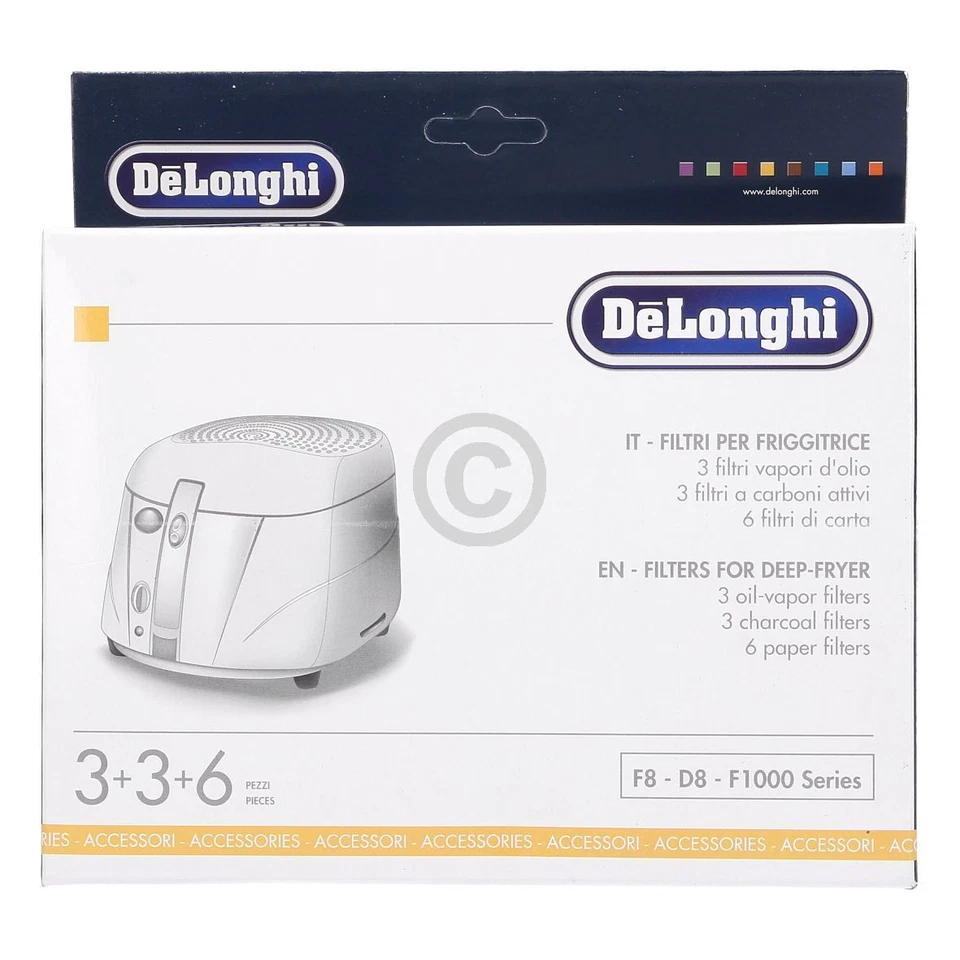 Filterset DeLonghi 5525101500 Fettfilter Kohlefilter Frittierölfilter für Fritte - Bild 1 von 2