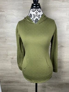 CAT & JACK Pullover Beads Green Hooded Sweatshirt Hoodie Girls Size Large 10 -12 - Picture 1 of 12
