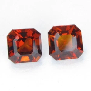 2.05Cts Magnificent Natural Madiera Citrine 5.8mm Asscher Cut  Matching Pair - Picture 1 of 5