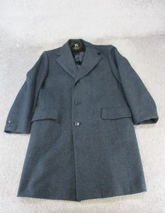Hart Shafner & Marx Overcoat Mens 46 L Blue Wool - Picture 1 of 8