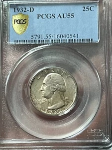 1932-D Washington Quarter PCGS AU55 Cert # 16040541 Gold Shield - Picture 1 of 4