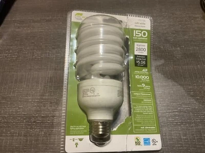 ECOSMART SOFT WHITE 150 WATT 2800 LUMENS 10K LIFE HOURS NEW CFL - Image 1 of 4