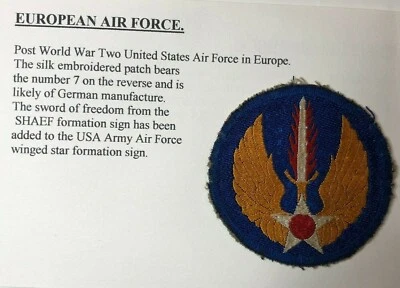 Post WW2 US Air force European Air Force Cloth Badge patch 1945-47 German Made  - Image 1 of 3