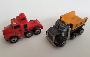 2 Vintage Micro Machines - 1989 SEMI Tractor Trailer Truck Big Rig & Dump Truck - Picture 1 of 12