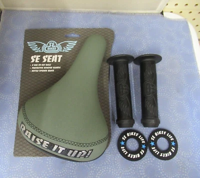 Sillín gris acolchado SE Bikes Raise It Up, empuñaduras de manillar de ala y donuts de bicicleta Foto 1 de 4