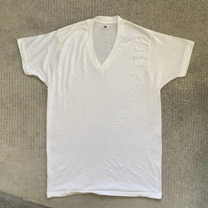 Vintage 80s Fruit Of The Loom XL White V Neck T Shirt Undershirt Blank - Picture 1 of 6