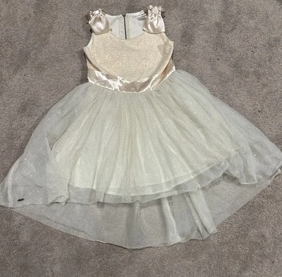 American Girl Cream & Gold Girls Size 10 Holiday Sparkle & Shimmer Dress - Image 1 of 4