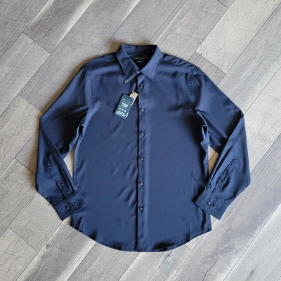 Perry Ellis Travel Luxe Shirt M Blue Dark Sapphire Stretch Performance Everyday - Image 1 of 4