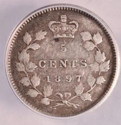 1897 Canada 5 Cents Silver - ANACS VF30 - "PQ Looks Nicer"  - Image 1 of 3