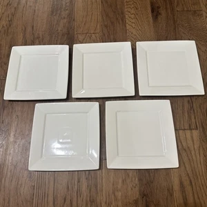 Set of 5 Threshold Square Dinner Plate White Porcelain 10 1/8" FREE SHIPPING - Picture 1 of 15