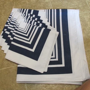 Tischdecke 6 Servietten MCM Mod Retro Vintage Stil Geometrisch Blau Weiß Rechteckig - Bild 1 von 23