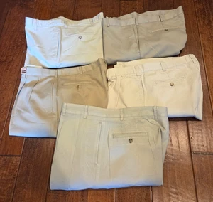Mixed Lot 5 Pants Mens Size 38 Pleated & Flat Front Khaki Slacks Dress Pants - Picture 1 of 6