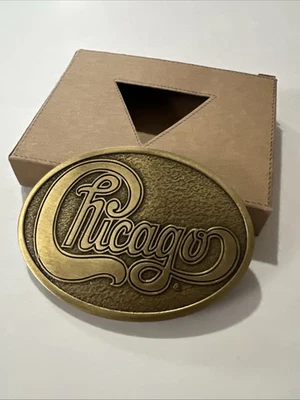 The Band CHICAGO Brass Tone Oval Belt Buckle 2015 Tour USA Music - Image 1 of 4