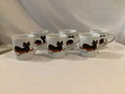 Juego de 6 tazas infantiles CRATE & BARREL "BLACK CAT" 6 OZ - NUEVO CON ETIQUETAS Foto 1 de 4