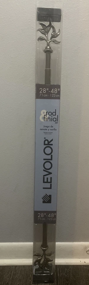 "Juego de varilla de cortina y remate diseño de rama Levolor plateado desgastado 28""-48"" nuevo" Foto 1 de 4