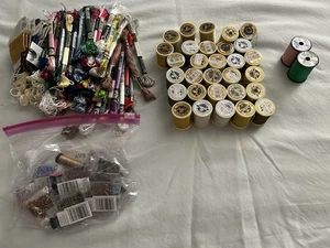 Lot Of 134 Total DMC Metallic Special Threads, Beads & Kreinik For Cross Stitch - Picture 1 of 3