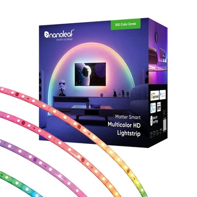 Tira de luz multicolor Nanoleaf Essentials Matter HD (16,4 pies) - Smart RGBIC LED S Foto 1 de 4