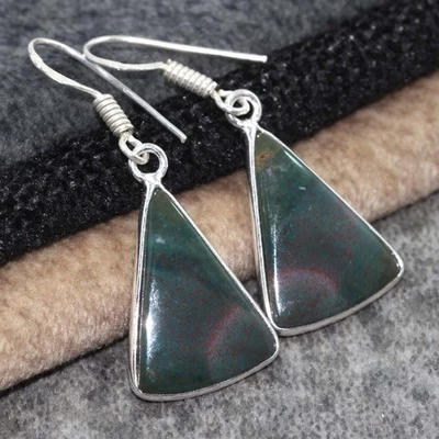 925 镀银优雅血石耳环珠宝首饰尺寸 1.5 GW — 第 1/3 张图片