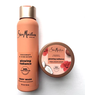 SheaMoisture 乳木果糖身体磨砂发光椰子木槿 12 盎司 — 第 1/4 张图片