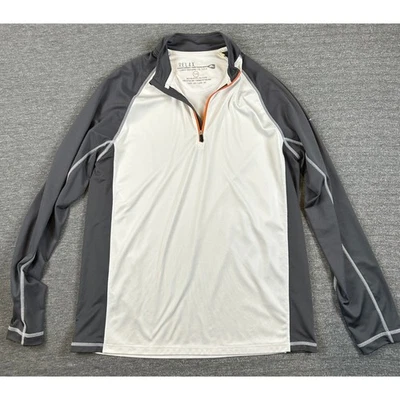 Tommy Bahama Relax UV Tech Quarter Zip Long Sleeve Shirt Men's L G Gray White - Image 1 of 4