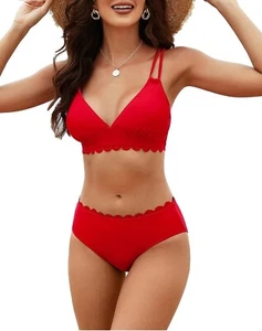 CharmLeaks Women's Padded Triangle Bikini Set Swimsuit Swimming Costume L - Picture 1 of 8