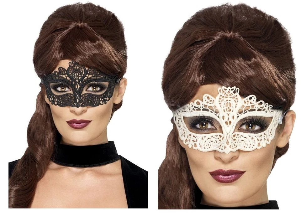 Smiffys Embroidered Lace Filigree Eyemask, Black - Image 1 of 1