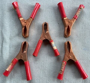 Mueller Electric No 46-C Solid Copper Battery Clips Clamps Red Lot 5 NEW Vintage - Picture 1 of 10