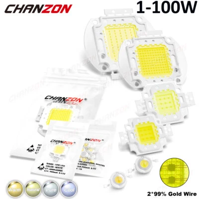 High Power Led Chip 1W 3W 5W 10W 20W 50W 100W Warm Natural Cold White Lamp Beads - Image 1 of 4