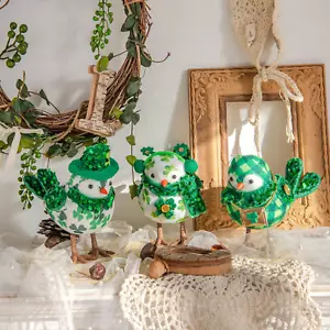 St Patricks Day Decorations,Set of 3 Irish Handmade St.Patrick'S Day Birds with - Picture 1 of 12