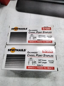 Spotnails Galvanized Chisel Point Staples,3/8"Crown,3/8"Length Part# 87006, 2 pk - Picture 1 of 3