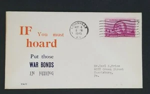 1945 Louisville KY To Harrisburg PA Hoard Hide War Bonds Color Patriotic Cover - Picture 1 of 2