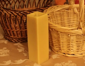 Handmade 100% Pure Beeswax Rectangular Square Candles Cotton Wick US made - Picture 1 of 8