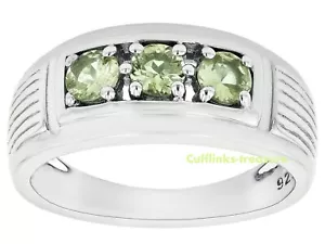 Bague En Argent Sterling 925 Avec Des Gemmes De Péridot Naturel Pour Homme #80 - Picture 1 of 5