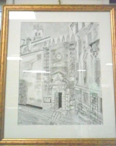 DISEGNO A CHINA DIPINTO A MANO LIBERA ORIGINALE VERONA MONTE DI PIETA' + CORNICE - Picture 1 of 1
