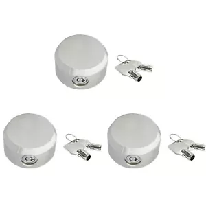 Lot of 3 Hidden Shackle Hockey Puck Round Padlock Van Trailer Tubular Key - Picture 1 of 3