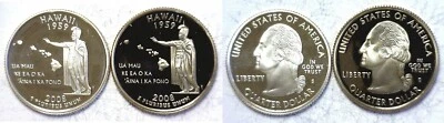 2008-S Hawaii Statehood Quarter Silver & Clad Proofs 2 Coin Set - Image 1 of 3