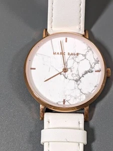 Womens Marc Bale Rose Gold Tone Round Dial White Leather Band Watch - Picture 1 of 11
