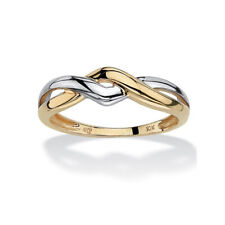 Solid 10k Multi Tone Gold Twisted Crossover Anniversary Promise Stackable Band